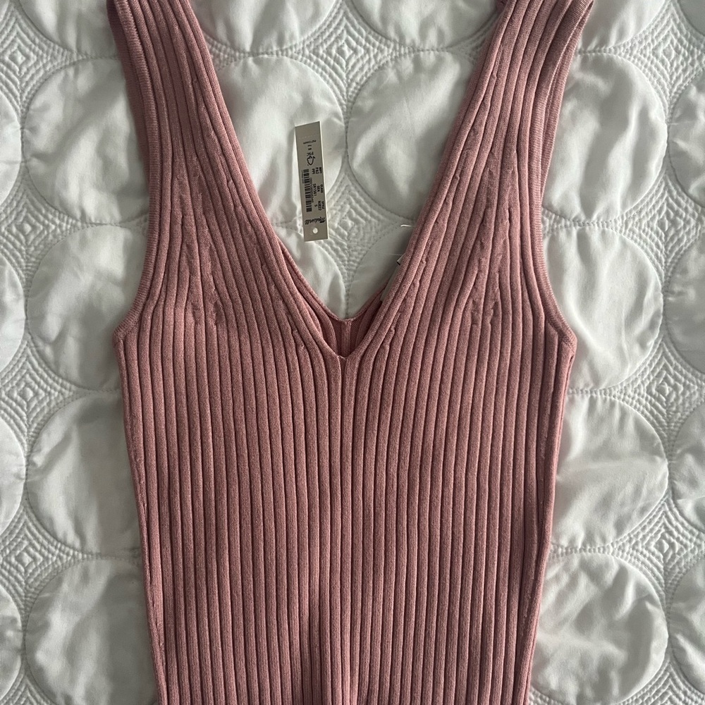 Madewell Dusty Pink Ribbed Tank, Size S